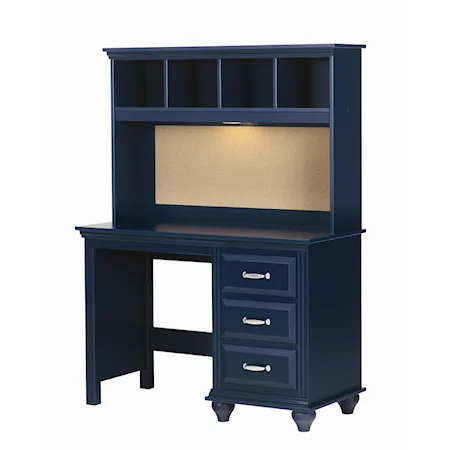 4 Drawer Desk and Hutch with Light